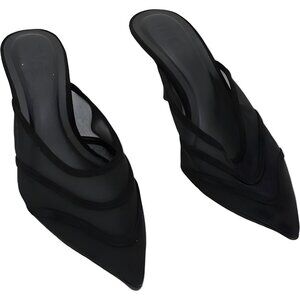 INC International Concepts Gerarda Mesh Heeled Mules Black Pointed Toe US 7M